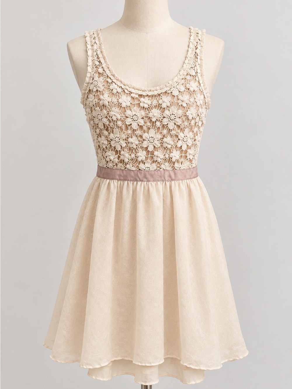 American Eagle Floral Crochet Lace Dress Cream Ivory S/P Petite NWT
